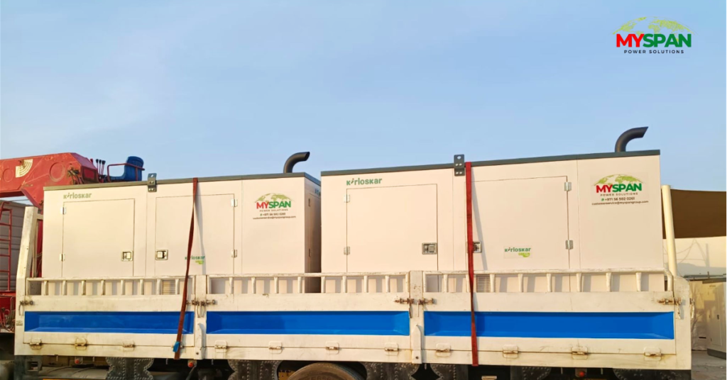 Kirloskar diesel generators on a delivery truck in the UAE